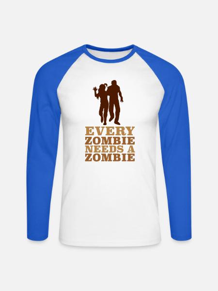 Jeder Zombie braucht ein Zombie-T-Shirt - Unisex Baseballshirt langarm - Weiß/Royalblau