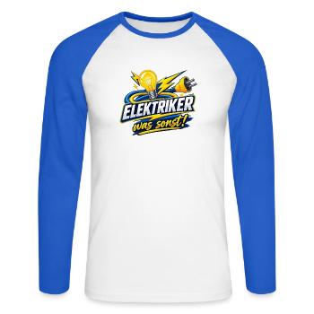 Elektriker Was Sonst Blitz - Unisex Baseballshirt langarm - Weiß/Royalblau - Vorne - Nik (191cm)