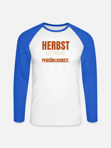 Herbst ist meine Persönlichkeit - Unisex Baseballshirt langarm - Weiß/Royalblau