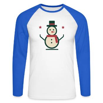 Schneemann mit Schal und Zylinder – Winter - Unisex Baseballshirt langarm - Weiß/Royalblau - Vorne - Nik (191cm)