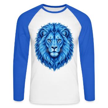 Löwe blaue Löwen aus Afrika König der Tiere - Unisex Baseballshirt langarm - Weiß/Royalblau - Vorne - Nik (191cm)