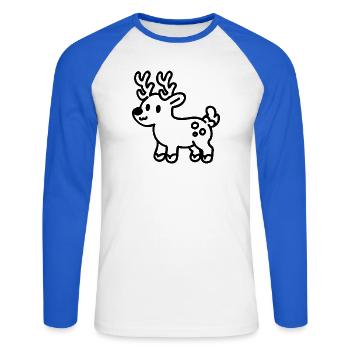 Niedliches Feiertags-Rentier Weihnachts Hirsch SVG - Unisex Baseballshirt langarm - Weiß/Royalblau - Vorne - Nik (191cm)