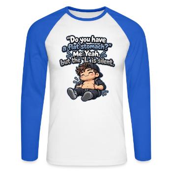 b43c3cd7-12d7-4450-922c-4cddfe5831e1 - Unisex Baseballshirt langarm - Weiß/Royalblau - Vorne - Nik (191cm)