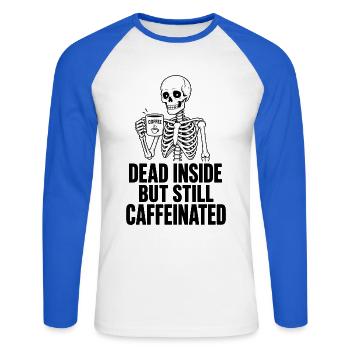 Caffee Skelett Noir - Unisex Baseballshirt langarm - Weiß/Royalblau - Vorne - Nik (191cm)