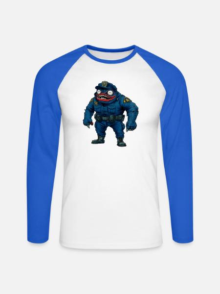 Monster Polizei / Halloween Cop - Unisex Baseballshirt langarm - Weiß/Royalblau