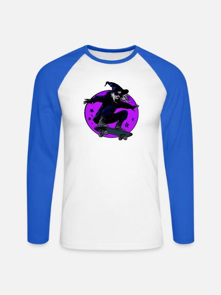 Hexen Skaterin Halloween - Unisex Baseballshirt langarm - Weiß/Royalblau