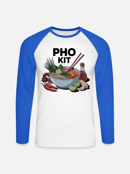 Pho Kit Lustige Nudelsuppenliebhaber - Unisex Baseballshirt langarm - Weiß/Royalblau