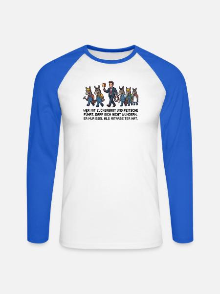 Wer_mit_Zuckerbrot_und_Peitsche - Unisex Baseballshirt langarm - Weiß/Royalblau