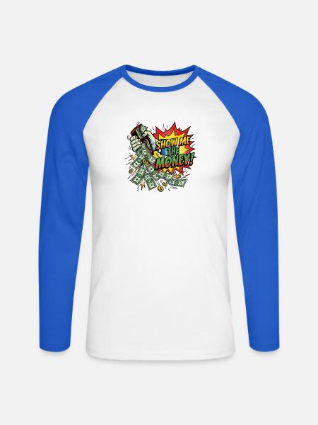 Show_me_the_money - Unisex Baseballshirt langarm - Weiß/Royalblau