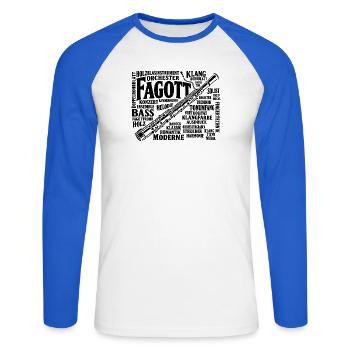 Fagott Orchester Klang Und Moderne Musik - Unisex Baseballshirt langarm - Weiß/Royalblau - Vorne - Nik (191cm)