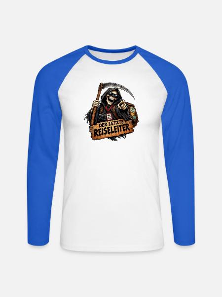 Der Letzte Reiseführer - Unisex Baseballshirt langarm - Weiß/Royalblau