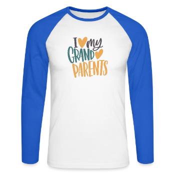 Ich liebe meine Großeltern - Unisex Baseballshirt langarm - Weiß/Royalblau - Vorne - Nik (191cm)