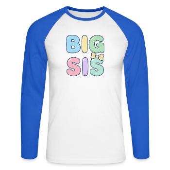große Schwester - Unisex Baseballshirt langarm - Weiß/Royalblau - Vorne - Nik (191cm)