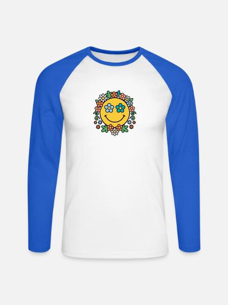 Blumenkranz Sonnenschein - Unisex Baseballshirt langarm - Weiß/Royalblau