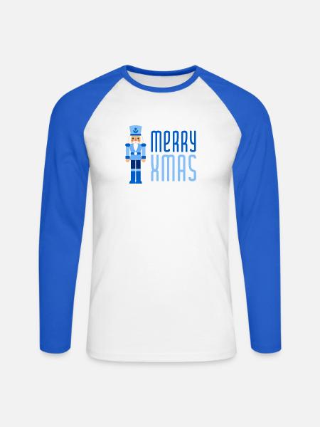 Merry Xmas Nussknacker blau - Unisex Baseballshirt langarm - Weiß/Royalblau