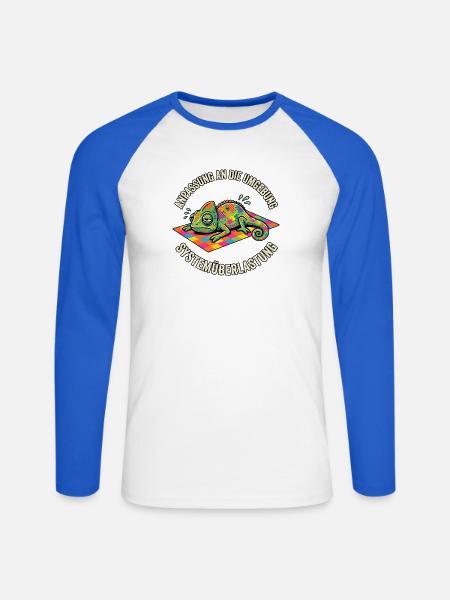 Lustiges Chamäleon Systemüberlastung - Unisex Baseballshirt langarm - Weiß/Royalblau