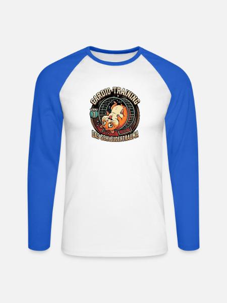 Lustiger Cardio Hamster - Unisex Baseballshirt langarm - Weiß/Royalblau