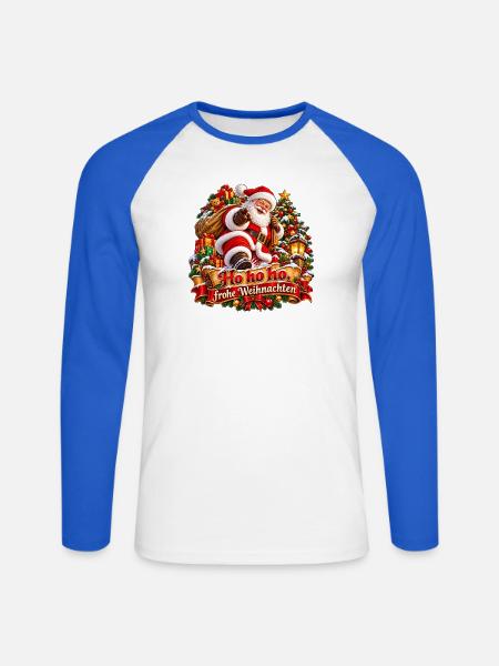 Santa Geschenke Weihnachtsfreude - Unisex Baseballshirt langarm - Weiß/Royalblau