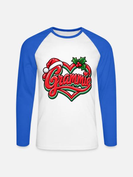 Grammie Herzweihnacht Logo - Unisex Baseballshirt langarm - Weiß/Royalblau