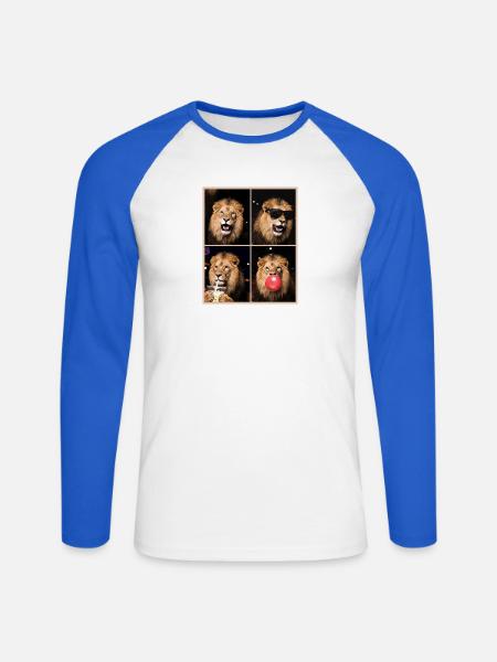 Löwen Löwe - Unisex Baseballshirt langarm - Weiß/Royalblau
