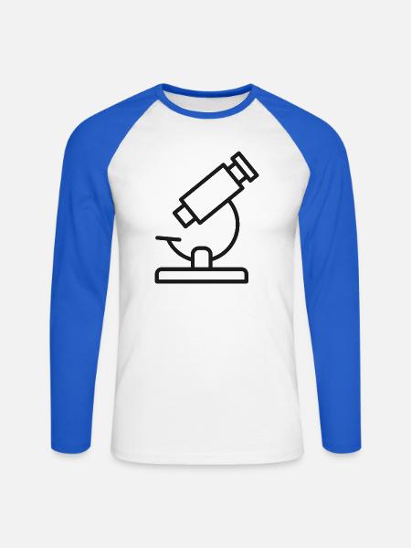 Mikroskoplinien-Symbol - Unisex Baseballshirt langarm - Weiß/Royalblau