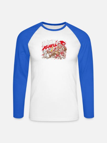 Wild As Hell Wildschwein mit Bier - Unisex Baseballshirt langarm - Weiß/Royalblau