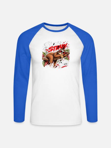 Slow & Steady Faultier - Unisex Baseballshirt langarm - Weiß/Royalblau