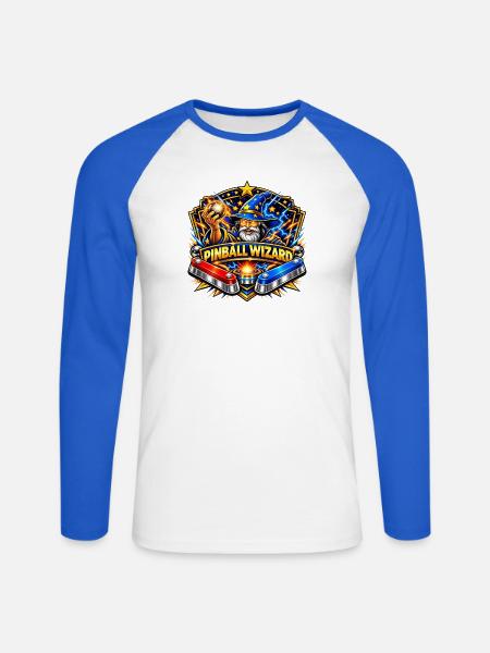 Pinball Meisterzauber - Unisex Baseballshirt langarm - Weiß/Royalblau
