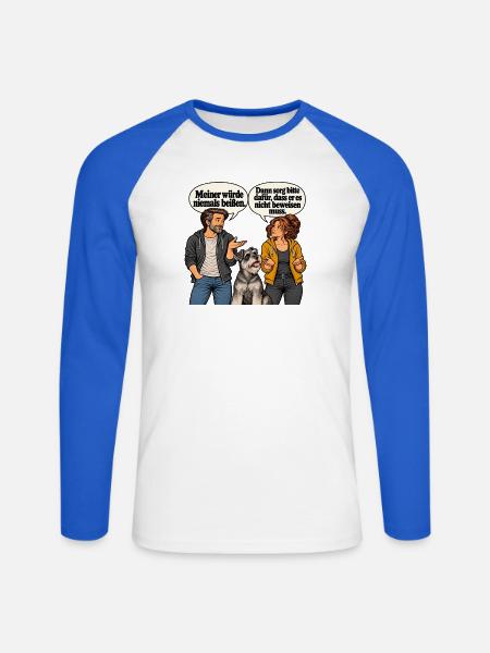 Salz-und-Pfeffer-Schnauzer_im_Gesprach - Unisex Baseballshirt langarm - Weiß/Royalblau