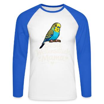 Beste Wellensittich Mama Vogelliebhaberin - Unisex Baseballshirt langarm - Weiß/Royalblau - Vorne - Nik (191cm)
