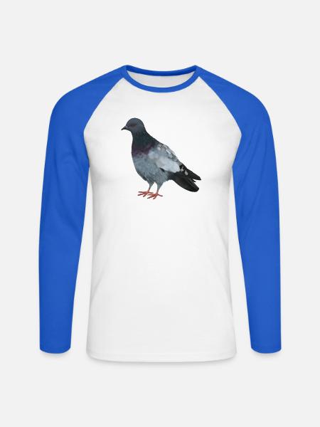 Stadttaube - Realistisch gemalte Taube - Unisex Baseballshirt langarm - Weiß/Royalblau