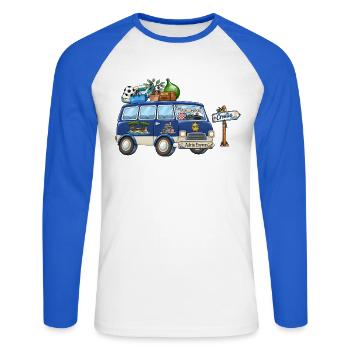 Kroatien Camper Wohnmobil - Unisex Baseballshirt langarm - Weiß/Royalblau - Vorne - Nik (191cm)