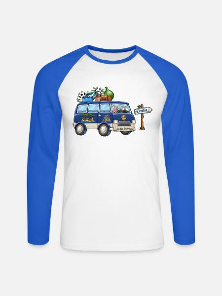 Kroatien Camper Wohnmobil - Unisex Baseballshirt langarm - Weiß/Royalblau