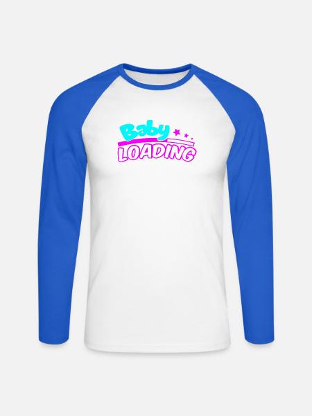 Baby Loading Neon Logo - Unisex Baseballshirt langarm - Weiß/Royalblau