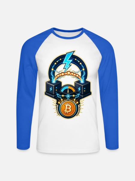 Bitcoin Lightning Kanal Knoten Routing - Unisex Baseballshirt langarm - Weiß/Royalblau