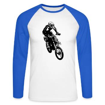 enduro sprung - Unisex Baseballshirt langarm - Weiß/Royalblau - Vorne - Nik (191cm)