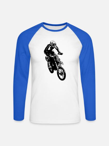 enduro sprung - Unisex Baseballshirt langarm - Weiß/Royalblau