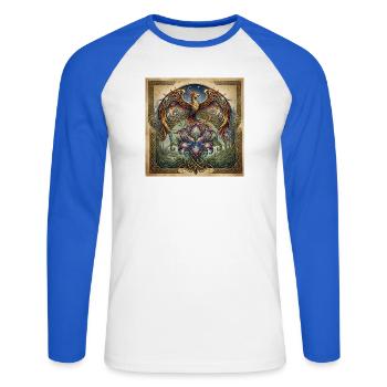 Celtic Phoenix Iris - Unisex Baseballshirt langarm - Weiß/Royalblau - Vorne - Nik (191cm)