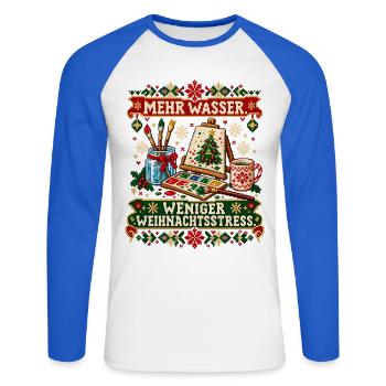 Mehr Wasser. Weniger Weihnachtsstress. - Unisex Baseballshirt langarm - Weiß/Royalblau - Vorne - Nik (191cm)