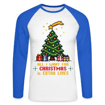 All I want for Christmas - Gamer - Unisex Baseballshirt langarm - Weiß/Royalblau - Vorne - Nik (191cm)