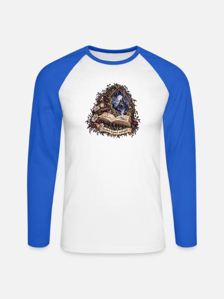 Mitternachtsbuchtraum Märchenwelt - Unisex Baseballshirt langarm - Weiß/Royalblau