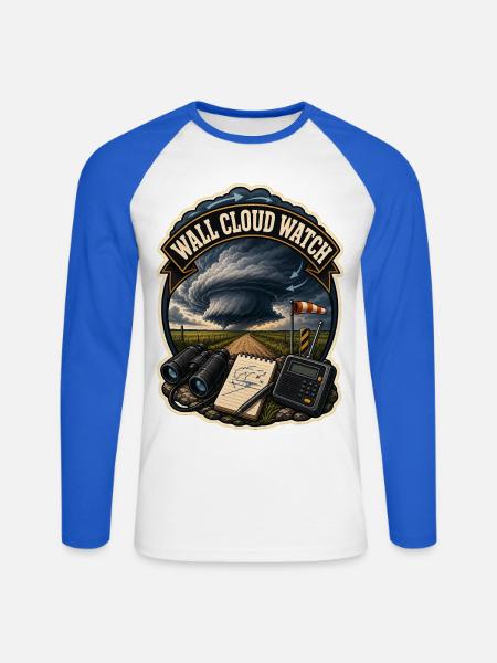 WALL CLOUD WATCH Wolken - Unisex Baseballshirt langarm - Weiß/Royalblau