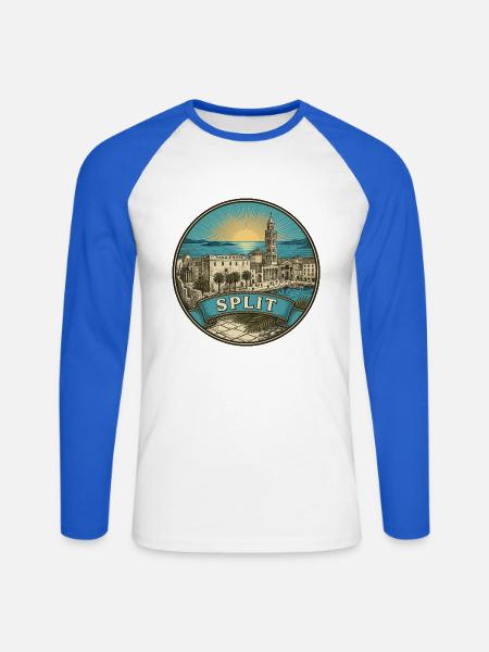 Split Kroatien Reiseabzeichen Diokletians Andenken - Unisex Baseballshirt langarm - Weiß/Royalblau