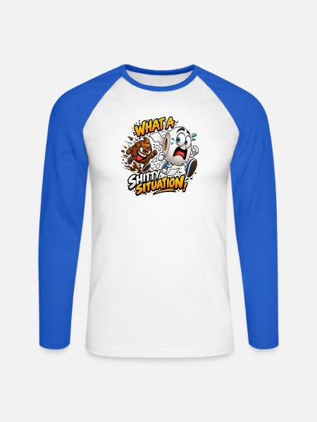 Was für eine Situation! - Unisex Baseballshirt langarm - Weiß/Royalblau