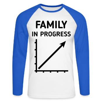 Family In Progress (Schwanger / Eltern / Black) - Unisex Baseballshirt langarm - Weiß/Royalblau - Vorne - Nik (191cm)