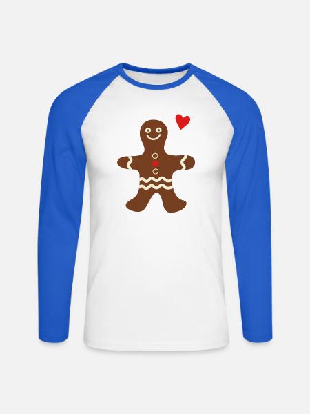 Lebkuchen_Herz - Unisex Baseballshirt langarm - Weiß/Royalblau