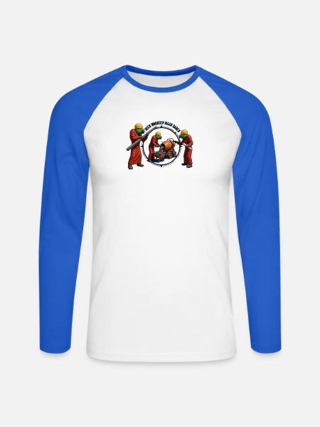 Papageien bauen - Unisex Baseballshirt langarm - Weiß/Royalblau