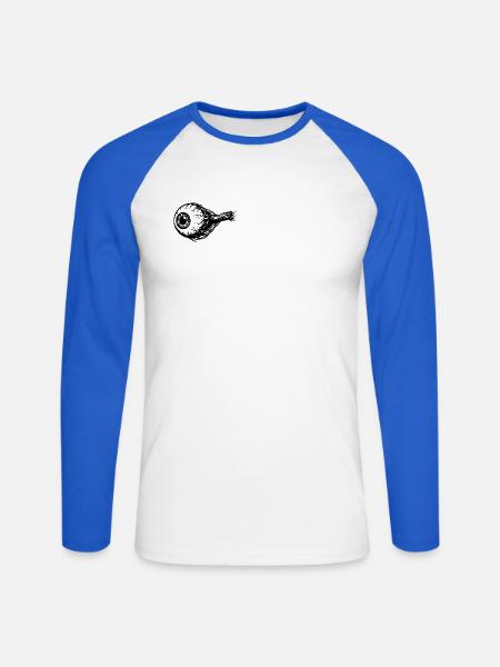 Horror Auge - Unisex Baseballshirt langarm - Weiß/Royalblau