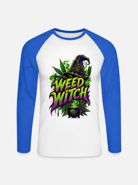 Weed Witch – Magische Cannabis Hexe - Unisex Baseballshirt langarm - Weiß/Royalblau