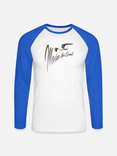 Moin ihr Spacken Möwe - Unisex Baseballshirt langarm - Weiß/Royalblau